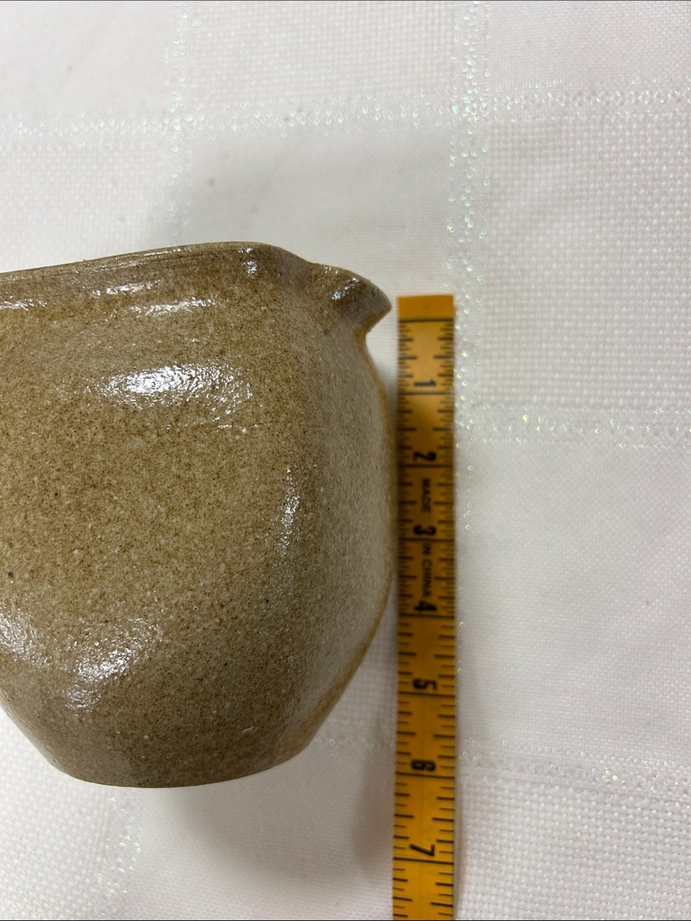 Handmade vintage Stoneware Creamer Pitcher in Olive Brown image 5